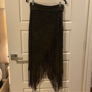 Fringe Rustic Brown Skirt - Large from Rhonda Stark